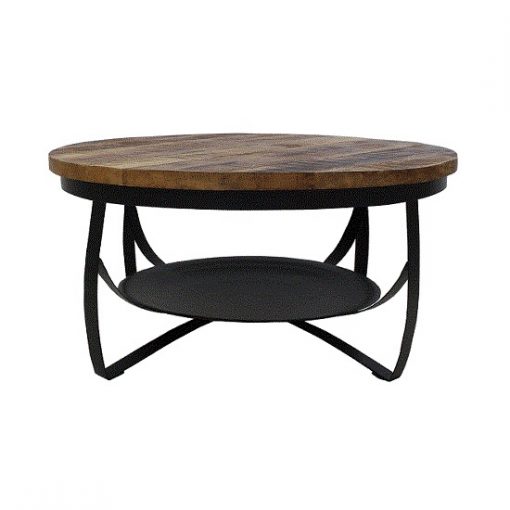 Stoere industriele salontafel zwart 90