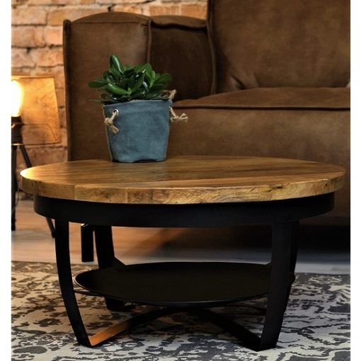 Stoere industriele salontafel zwart