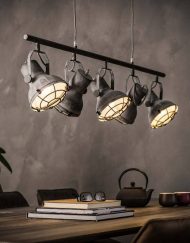 Vintage industriele hanglamp vijf spots