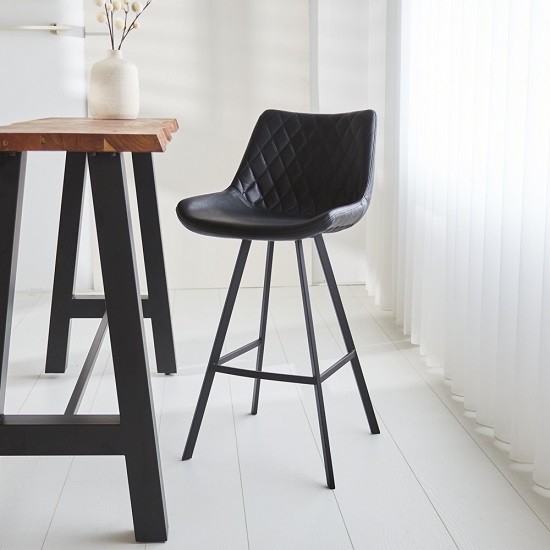 Barkruk met rugleuning zwart