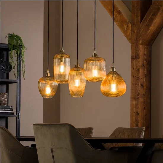 Glazen hanglamp industrieel bol