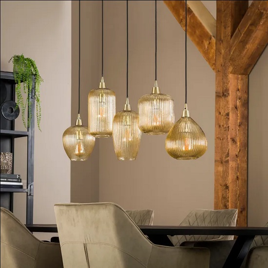 Glazen hanglamp industrieel rond