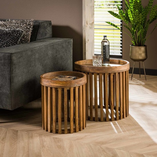 Houten salontafel rond