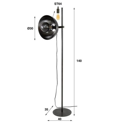 Industriele vloerlamp maten