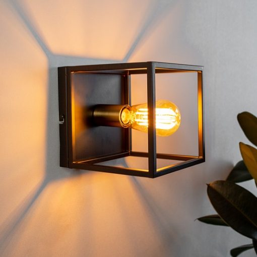 Industriele wandlamp vierkant