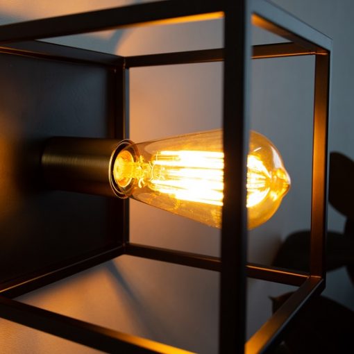 Industriele wandlamp vierkant goud