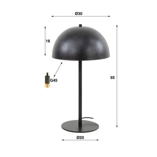 Tafellamp metalen kap vintage zwart