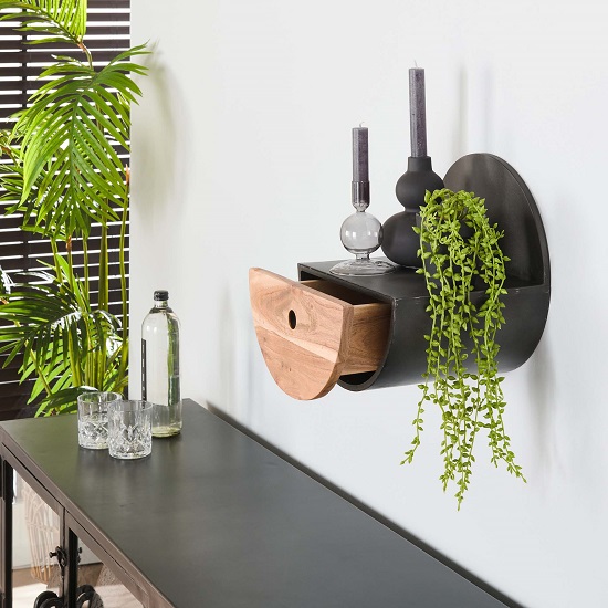 Industrieel wandrek zwart lade