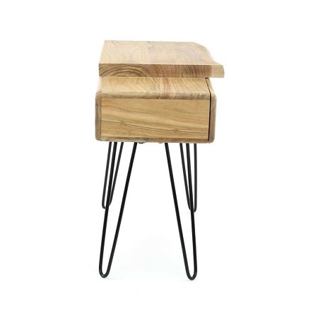 Nachtkastje hout boomstam metaal poot