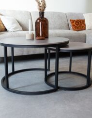 Industriele salontafel rond set 2