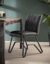 Eetkamerstoel vintage lederlook zwart