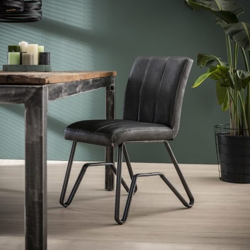 Eetkamerstoel vintage lederlook zwart