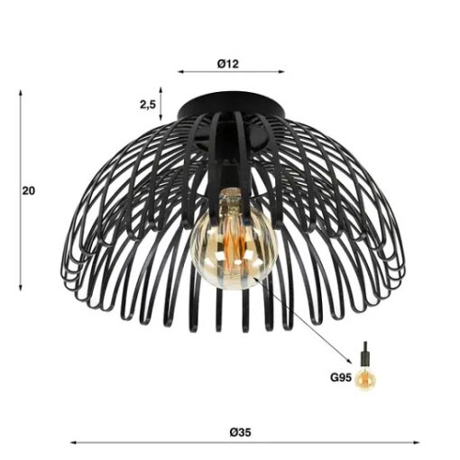 Industriele plafondlamp rond bol