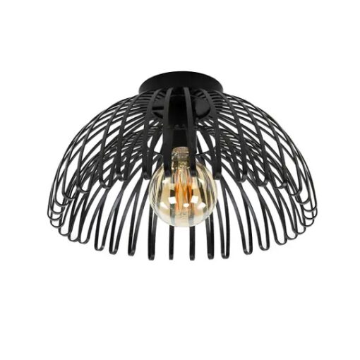 Industriele plafondlamp rond zwart