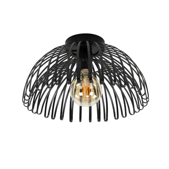 Industriele plafondlamp rond zwart