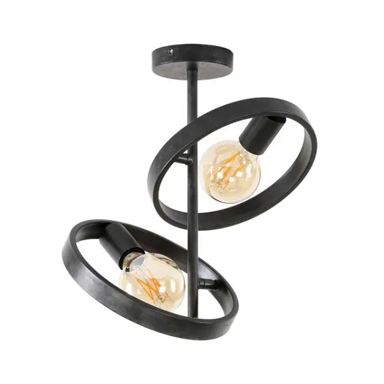 Industriele plafondlamp zwart ring