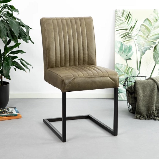 Eetkamerstoelen industrieel met slede frame groen