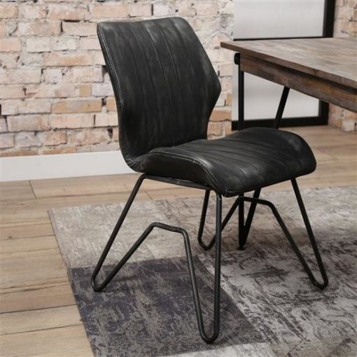 Stoel vintage Antraciet W-frame leer