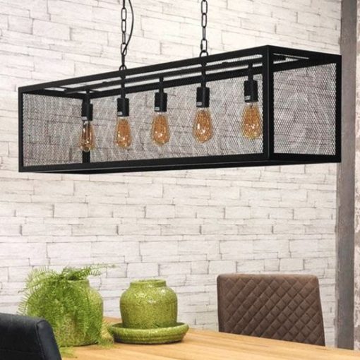 Hanglamp zwart industrieel rechthoek 5L
