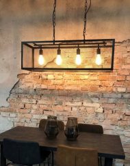 Hanglamp zwart industrieel rechthoek tafel
