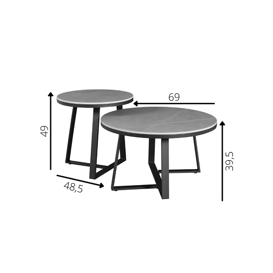 Salontafel industrieel interieur marmer set
