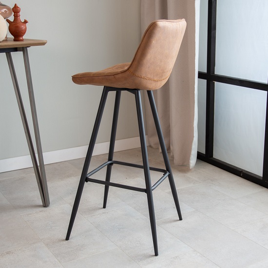 Barkruk rugleuning suède cognac-kleur