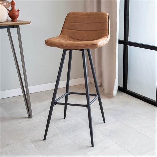 Barkruk-rugleuning-suède-cognac