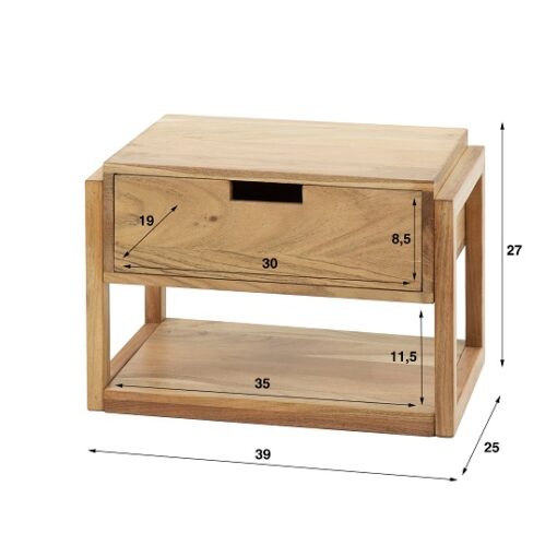 Nachtkastje acacia hout met sfeer