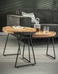 Ovale bijzettafels acacia hout