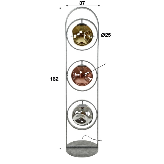 Vloerlamp-metaal-glazen-kappen
