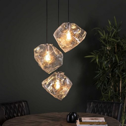 Hanglamp drie glazen blok