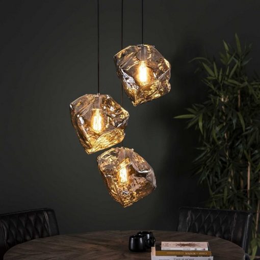 Hanglamp drie glazen blokken