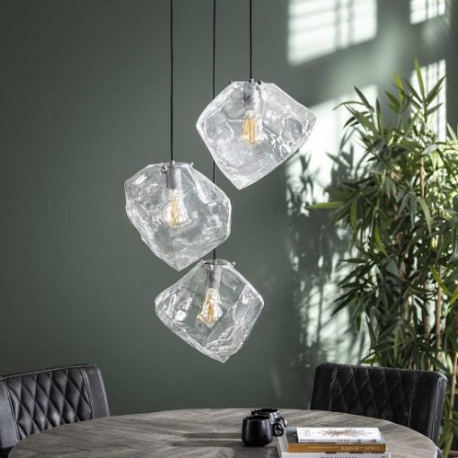 Hanglamp drie glazen blokken helder