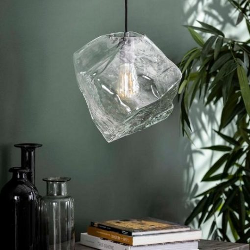 Hanglamp glas blok industrieel helder