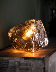 Tafellamp verchroomd glasblok industrieel