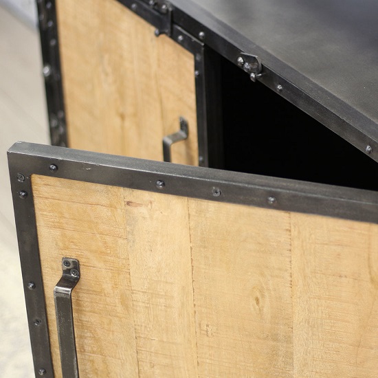 Industriële kast mangohout deuren