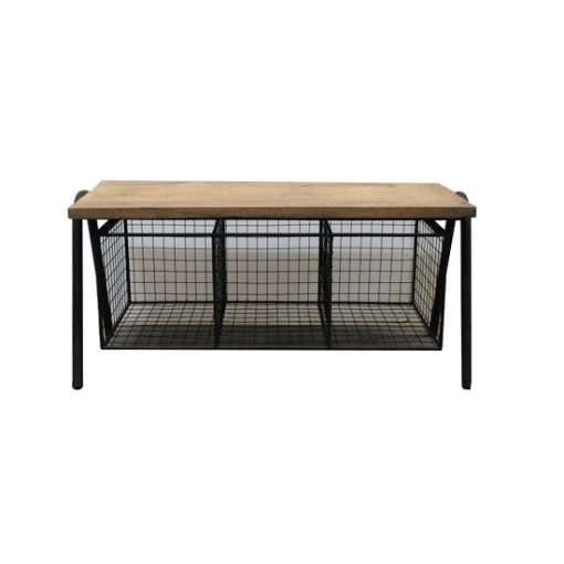 Opbergbankje zwart houten plank