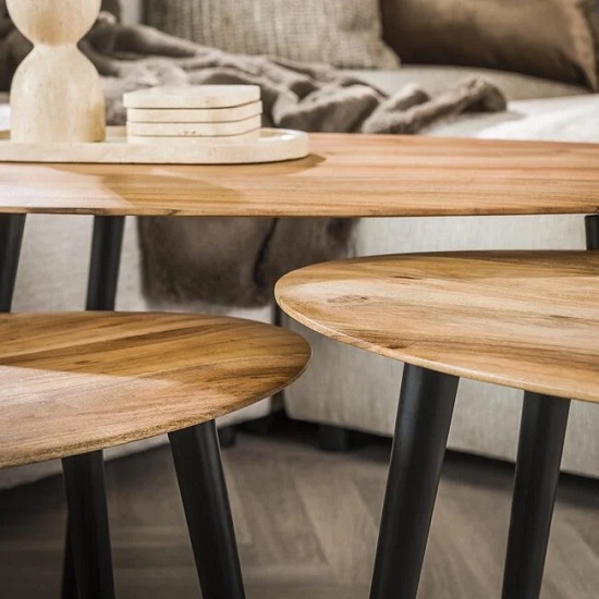 Salontafel acacia hout set 3