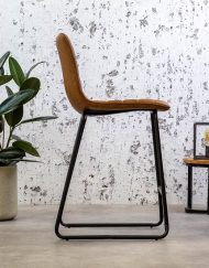 Stoere industriële barkruk cognac leer