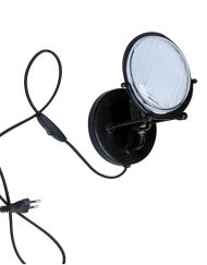 Wandlamp zwart industrieel glas metaal