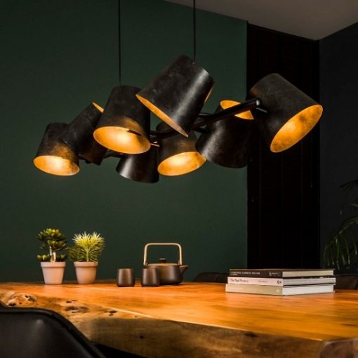 Hanglamp acht kappen verstelbaar industrieel