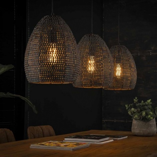 industriële hanglamp ovalen kappen metaal
