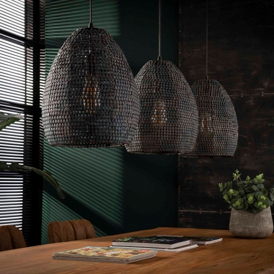 industriële hanglamp ovalen kappen