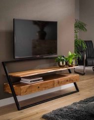 TV meubel twee laden hout metaal