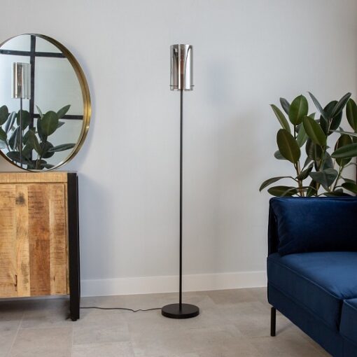 Vloerlamp industrieel glazen kap
