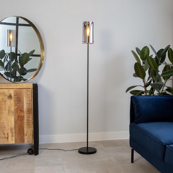 Vloerlamp industrieel glazen kapje