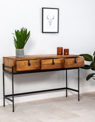 Haltafel hout drie lade industrieel