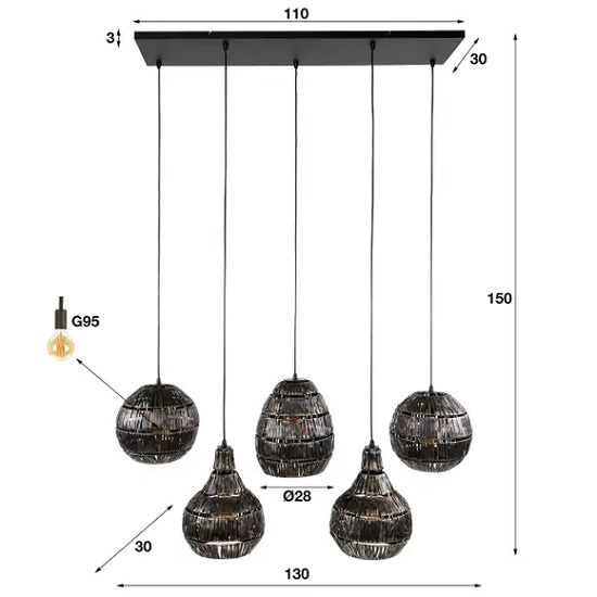 Hanglamp vijf industriëlen rond