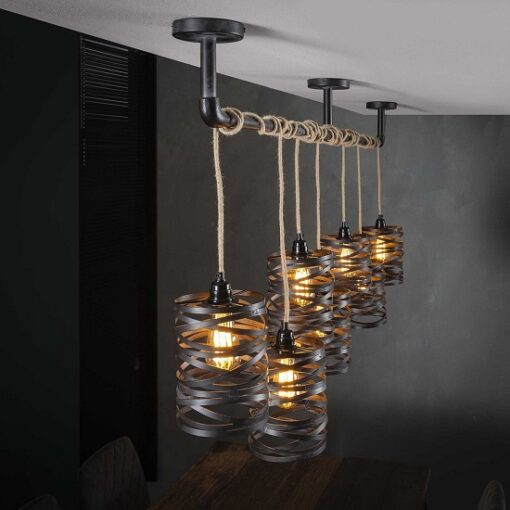 Hanglamp zeven industriëlen lampen