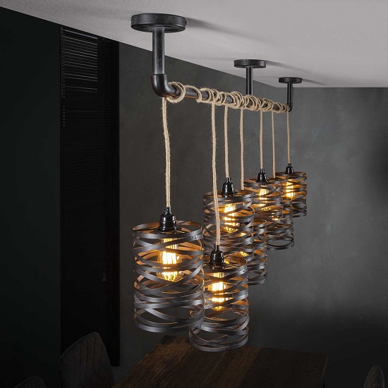 Hanglamp zeven industriëlen lampen